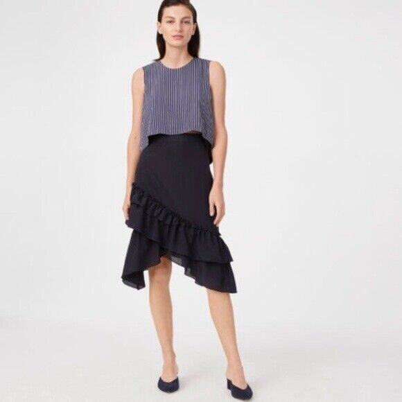 CLUB MONACO Hespe Skirt Tiered Ruffle A-Line Asymmetric Handkerchief Hem Blue 4 - Picture 12 of 12